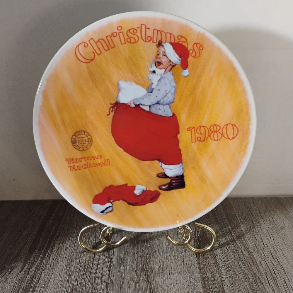 Norman Rockwell Vintage Christmas Ceramic Plate